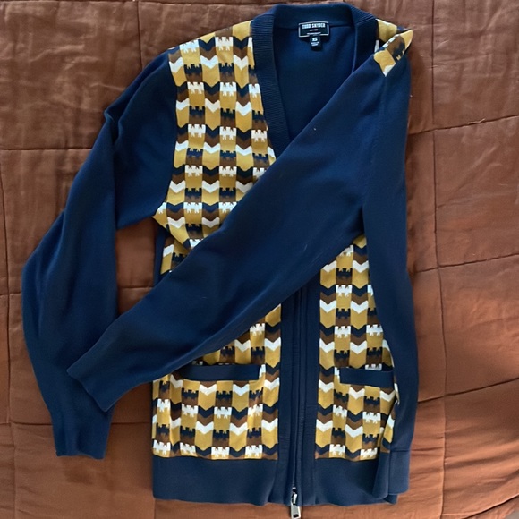 Todd Snyder Merino Cardigan in Navy Blue - Picture 2 of 2